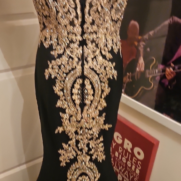 Anny Lee Black Maxi Dress with Gold Embellishment - Picture 10 of 13